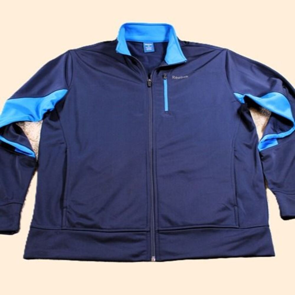Vintage 90s Reebok Full-Zip Track Jacket- Navy Blue and Turquoise, Size M EUC!